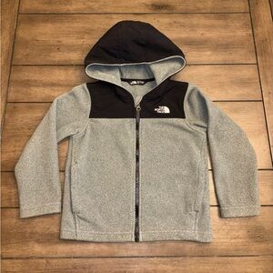 The North Face Coat Kids Gray Fleece Jacket with Black Hood